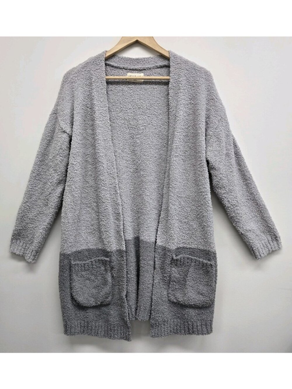 Thread & Supply Open Front Grey Cardigan OSFM Lightweight Super Fuzzy Cozy